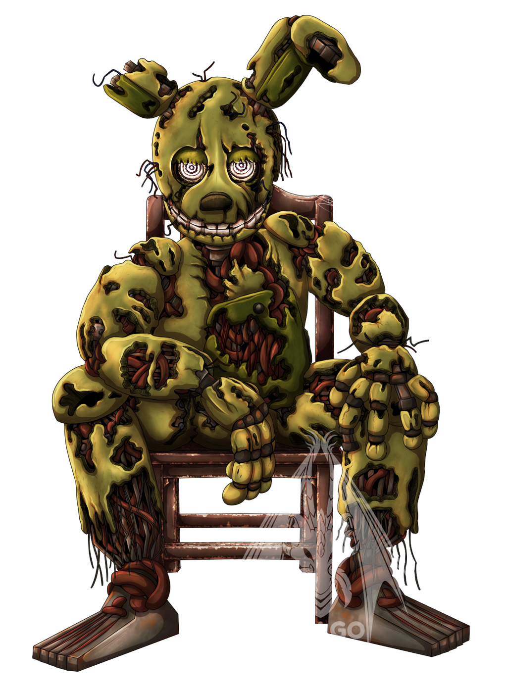 Springtrap on Chair - Digital Colouring Page
