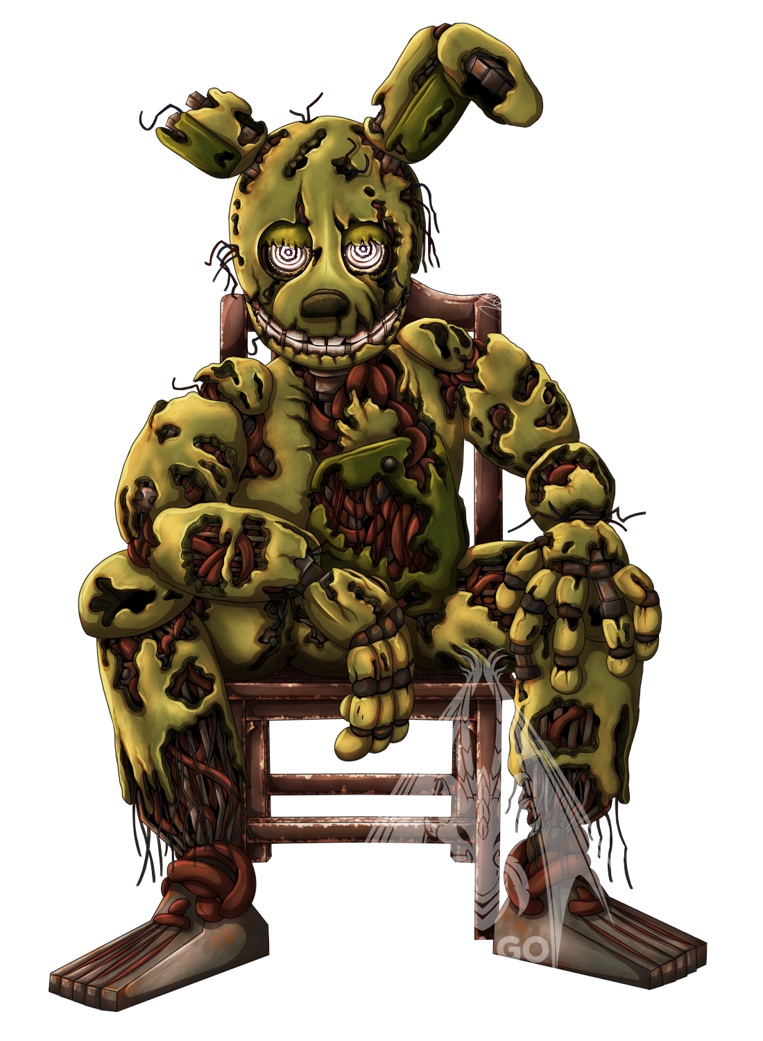 Springtrap on Chair - Digital Colouring Page