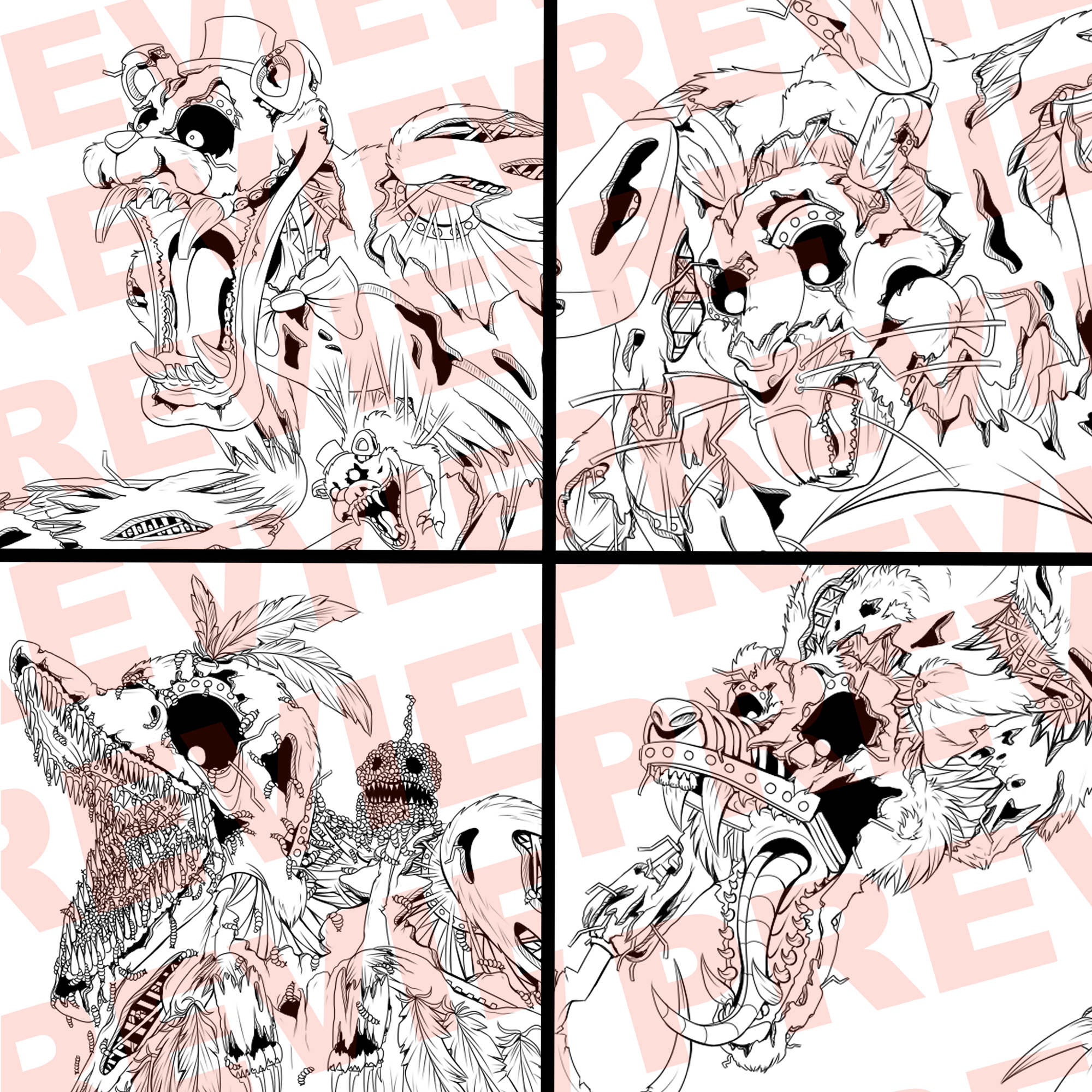 Nightmare Animatronic Redesigns (4 Pack) - Colouring Pages