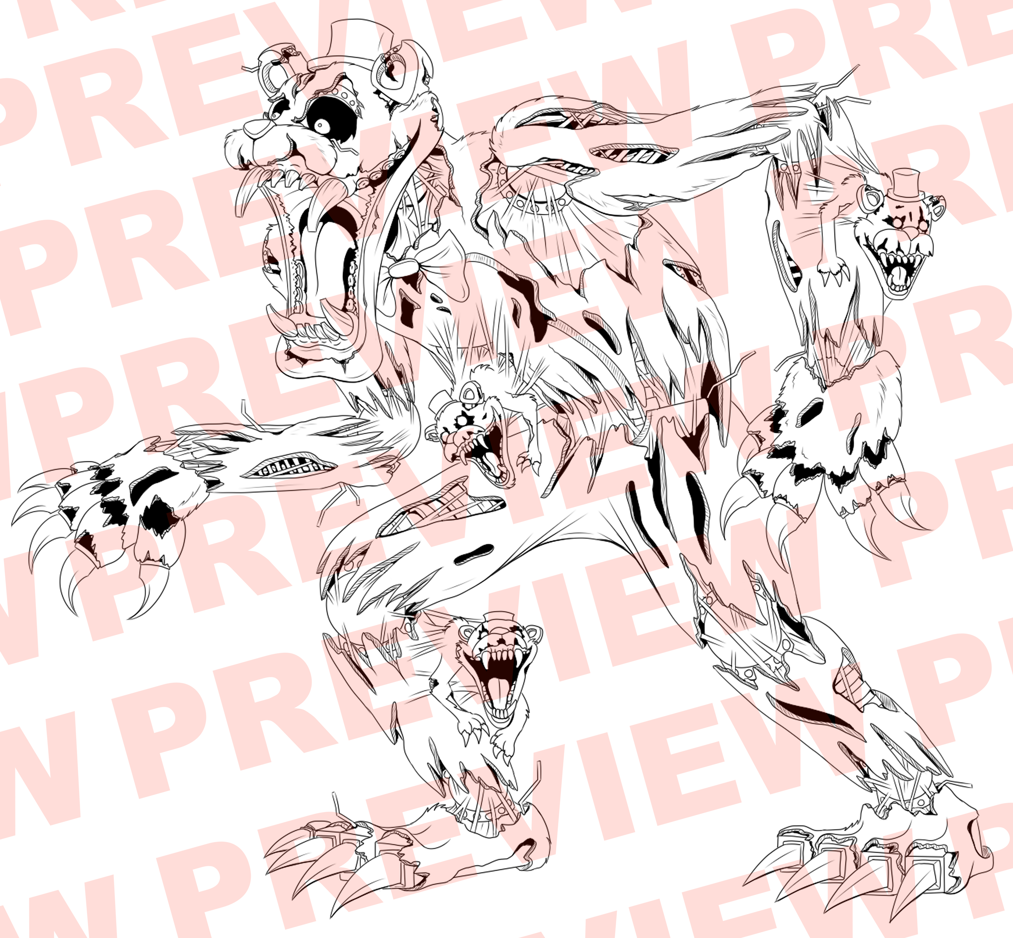 Nightmare Animatronic Redesigns (4 Pack) - Colouring Pages