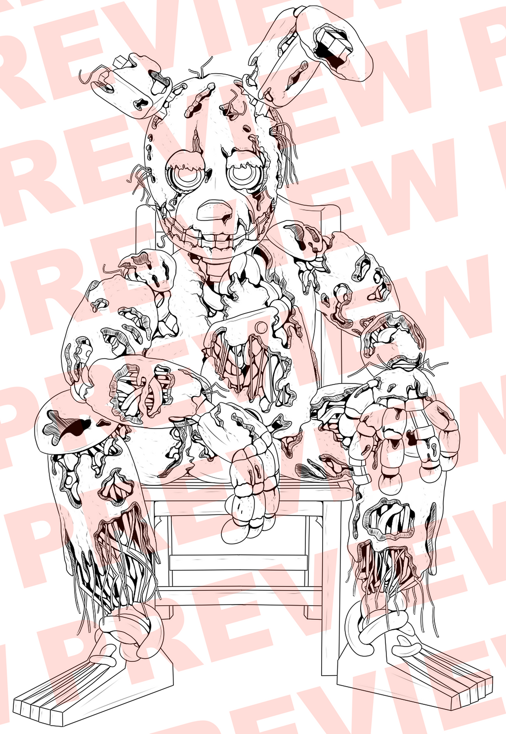 Springtrap on Chair - Digital Colouring Page