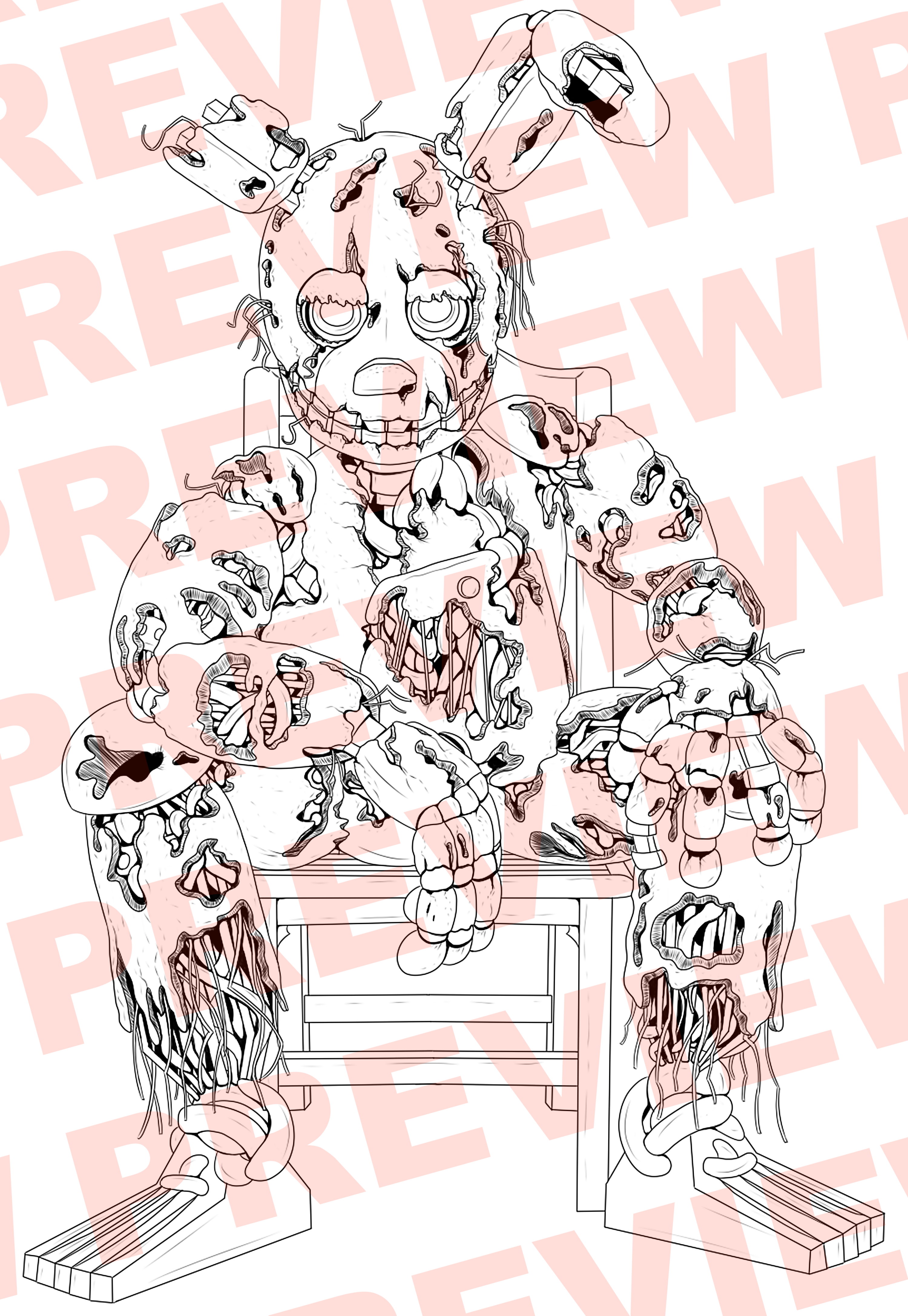 Springtrap on Chair - Digital Colouring Page